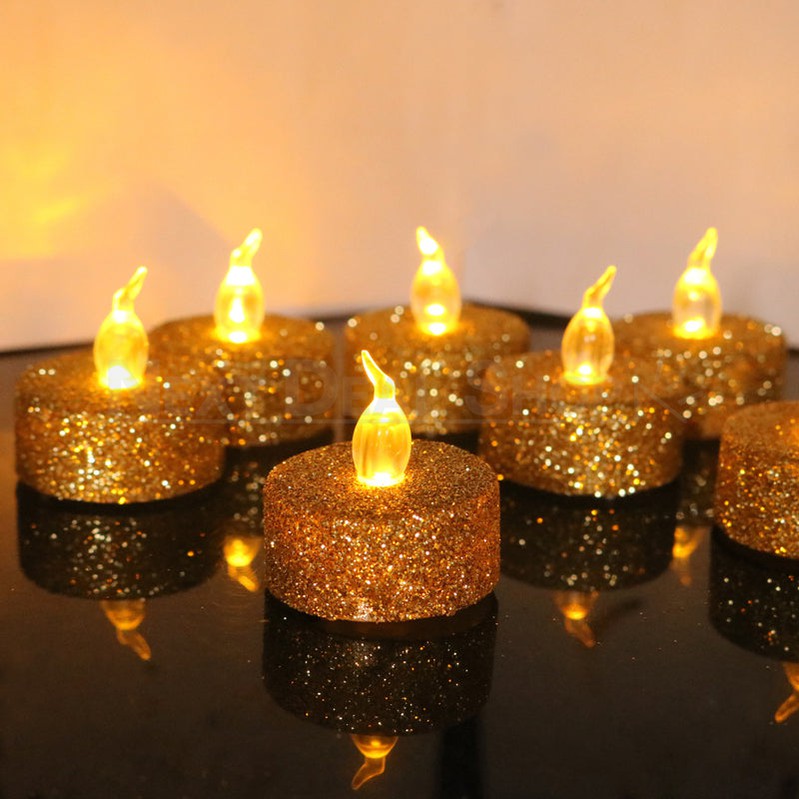Skorter | 12 Pcs - LED Flameless Glitter Tealight Candle