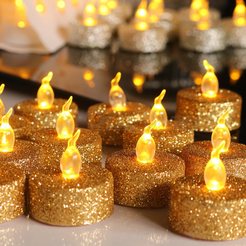 Skorter | 12 Pcs - LED Flameless Glitter Tealight Candle