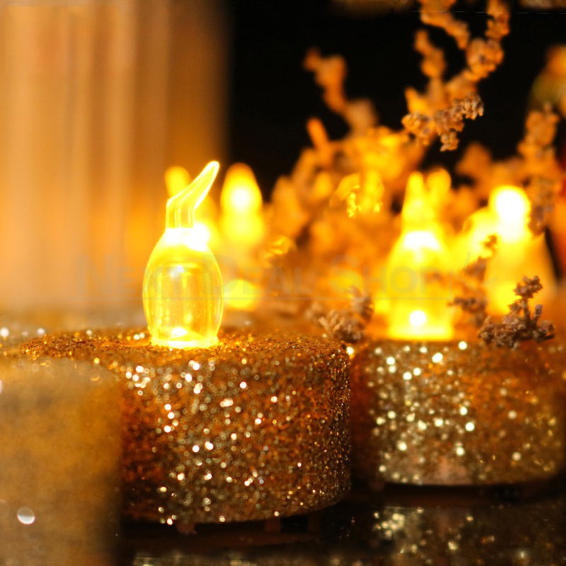 Skorter | 12 Pcs - LED Flameless Glitter Tealight Candle