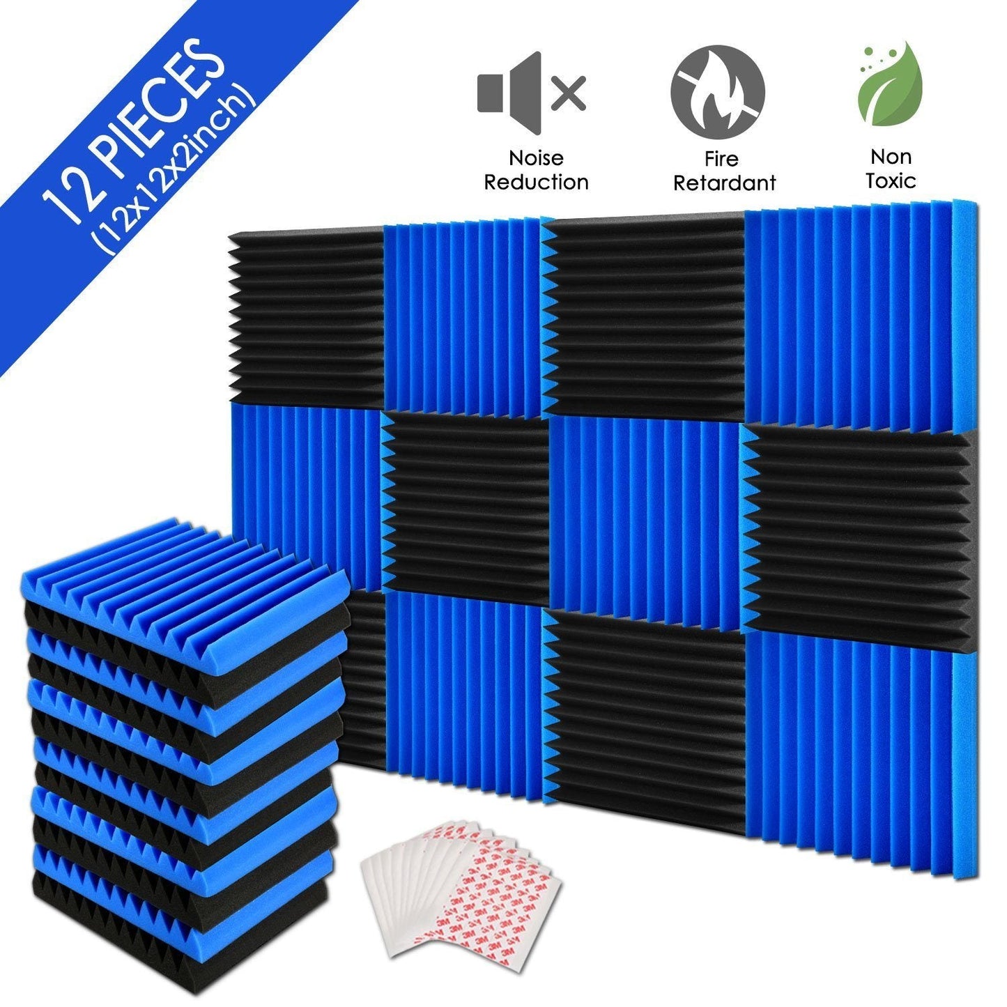 Skorter | 12-Pack: Soundproof padding acoustic foam panels