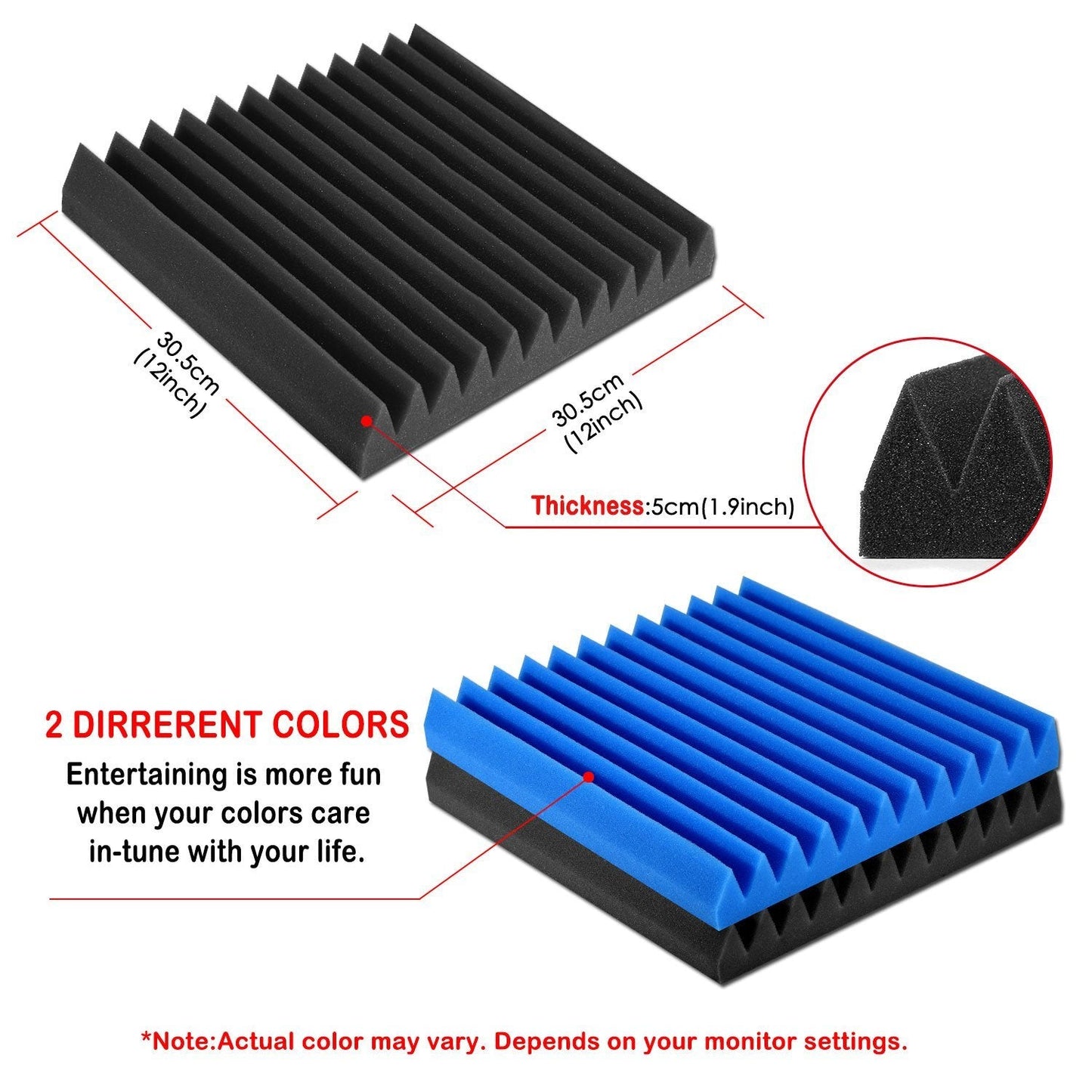 Skorter | 12-Pack: Soundproof padding acoustic foam panels