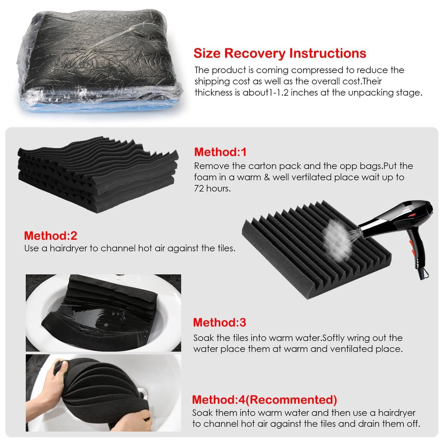 Skorter | 12-Pack: Soundproof padding acoustic foam panels