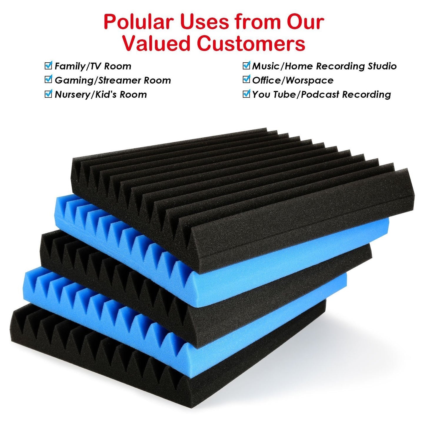 Skorter | 12-Pack: Soundproof padding acoustic foam panels