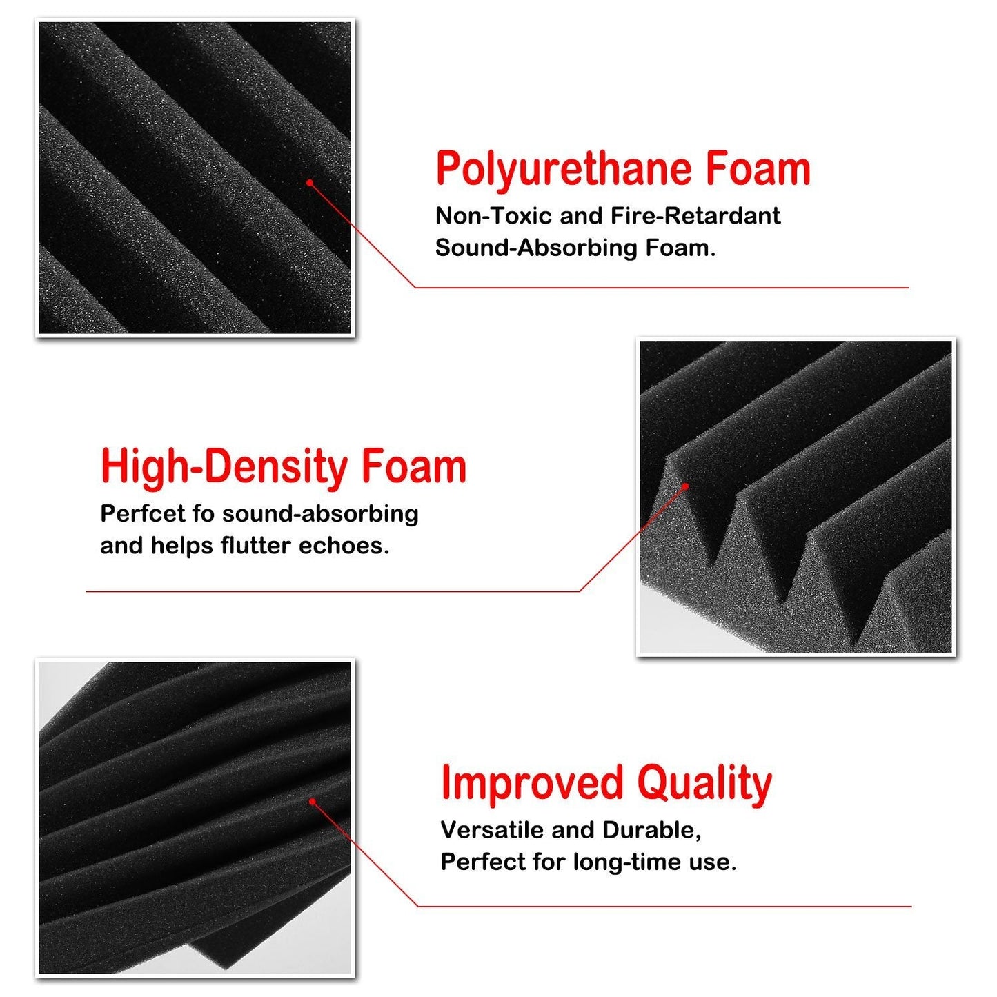 Skorter | 12-Pack: Soundproof padding acoustic foam panels