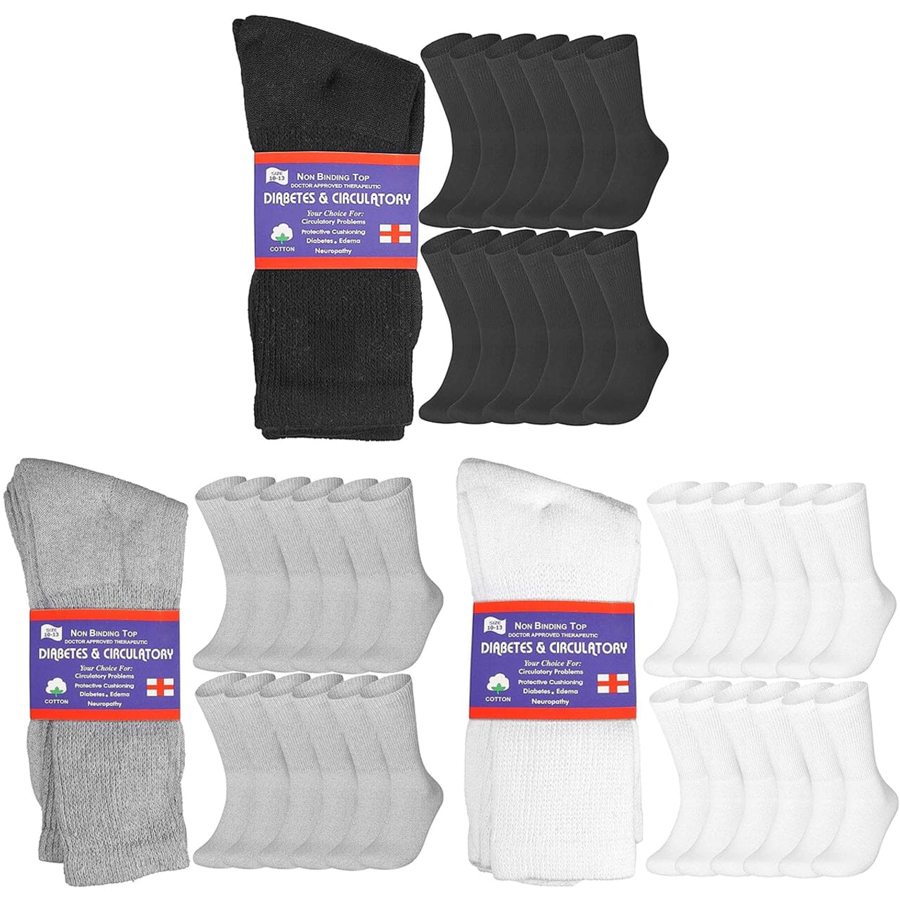 Skorter | 12-Pack: Catull Non-Binding Diabetic and Circulation Crew Socks