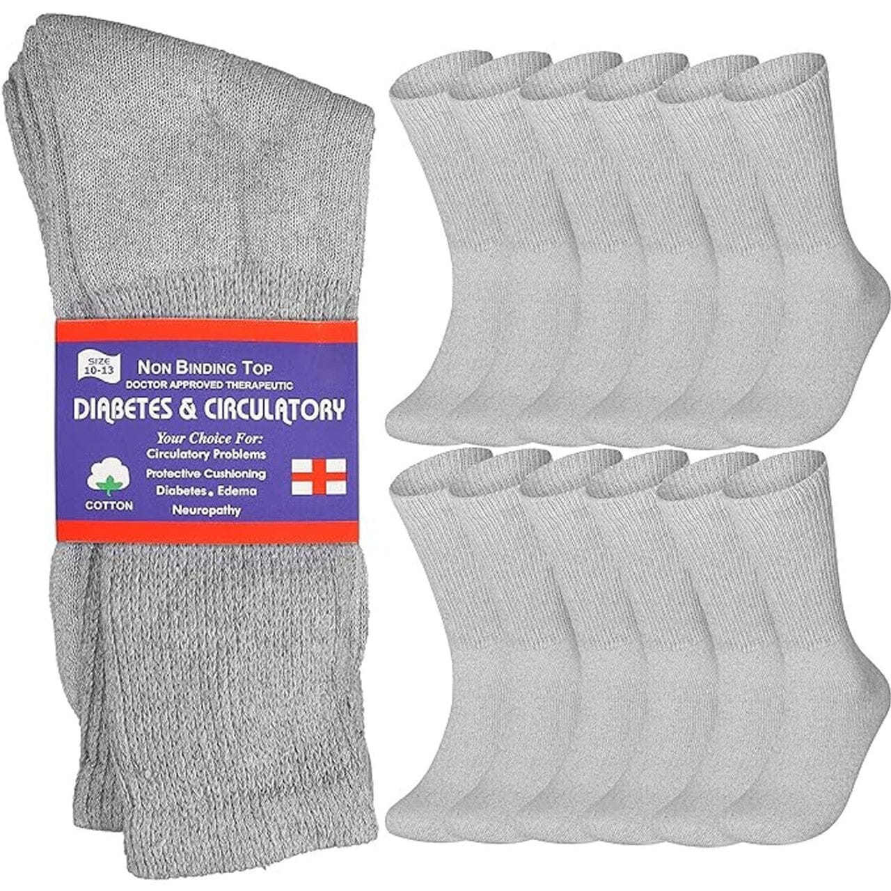 Skorter | 12-Pack: Catull Non-Binding Diabetic and Circulation Crew Socks