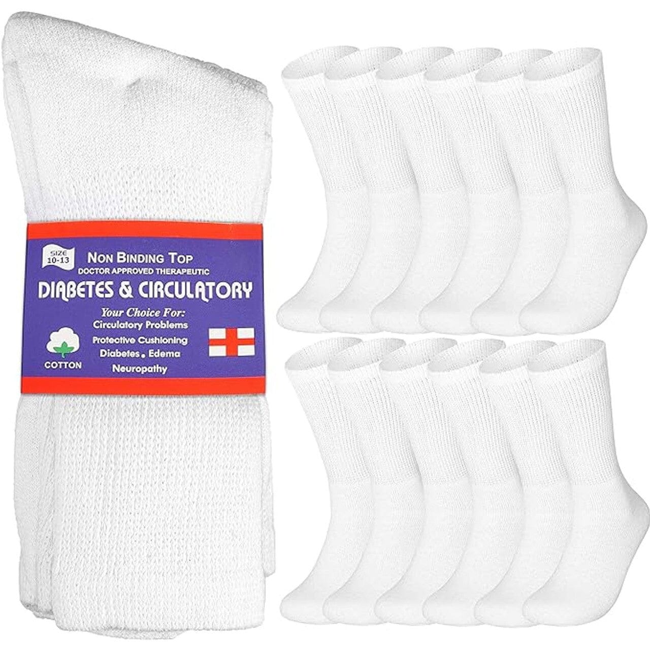 Skorter | 12-Pack: Catull Non-Binding Diabetic and Circulation Crew Socks
