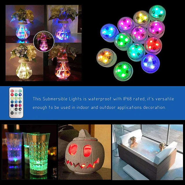 Skorter | 12-Piece: LED RGB Diving Light Remote Control Decorative Light