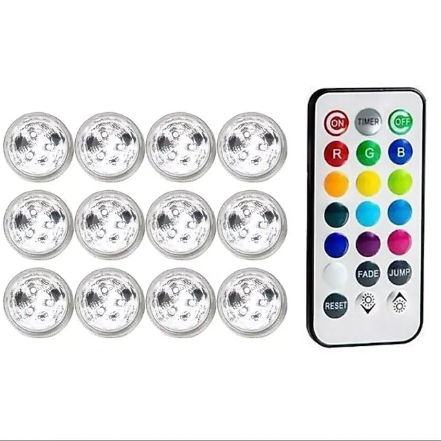 Skorter | 12-Piece: LED RGB Diving Light Remote Control Decorative Light