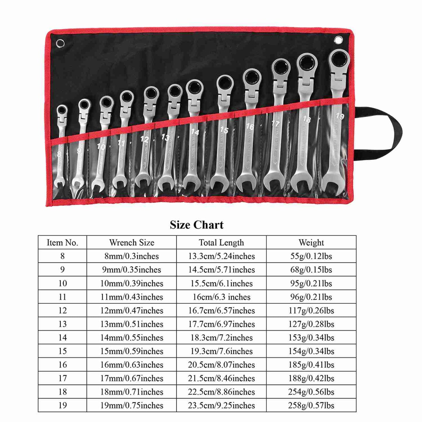 Skorter | 12-piece set: 8-19mm metric combination wrench