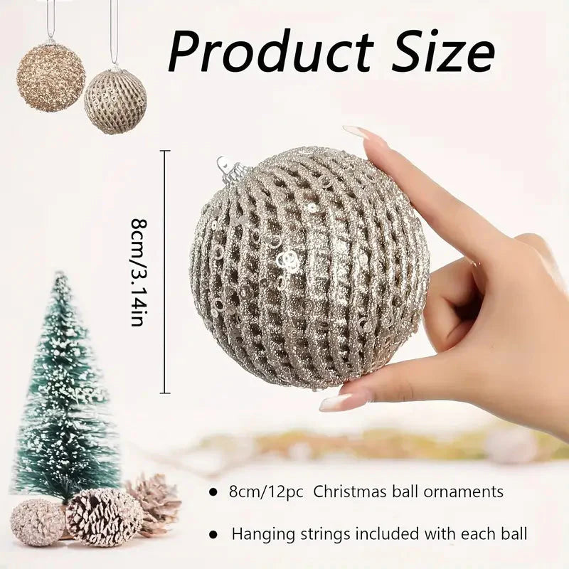 Skorter | 12-piece set: Large sparkling sequin foam ball decoration