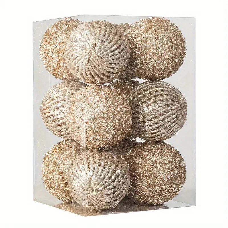 Skorter | 12-piece set: Large sparkling sequin foam ball decoration