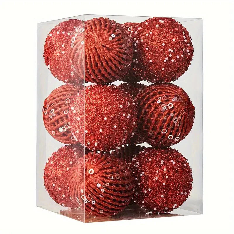 Skorter | 12-piece set: Large sparkling sequin foam ball decoration