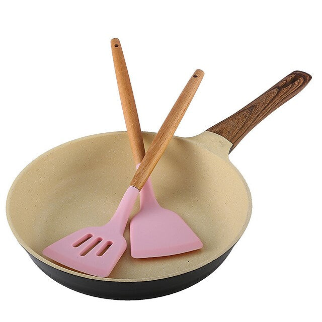Skorter | 12 Pieces: Wooden Handle Silicone Kitchen Utensils