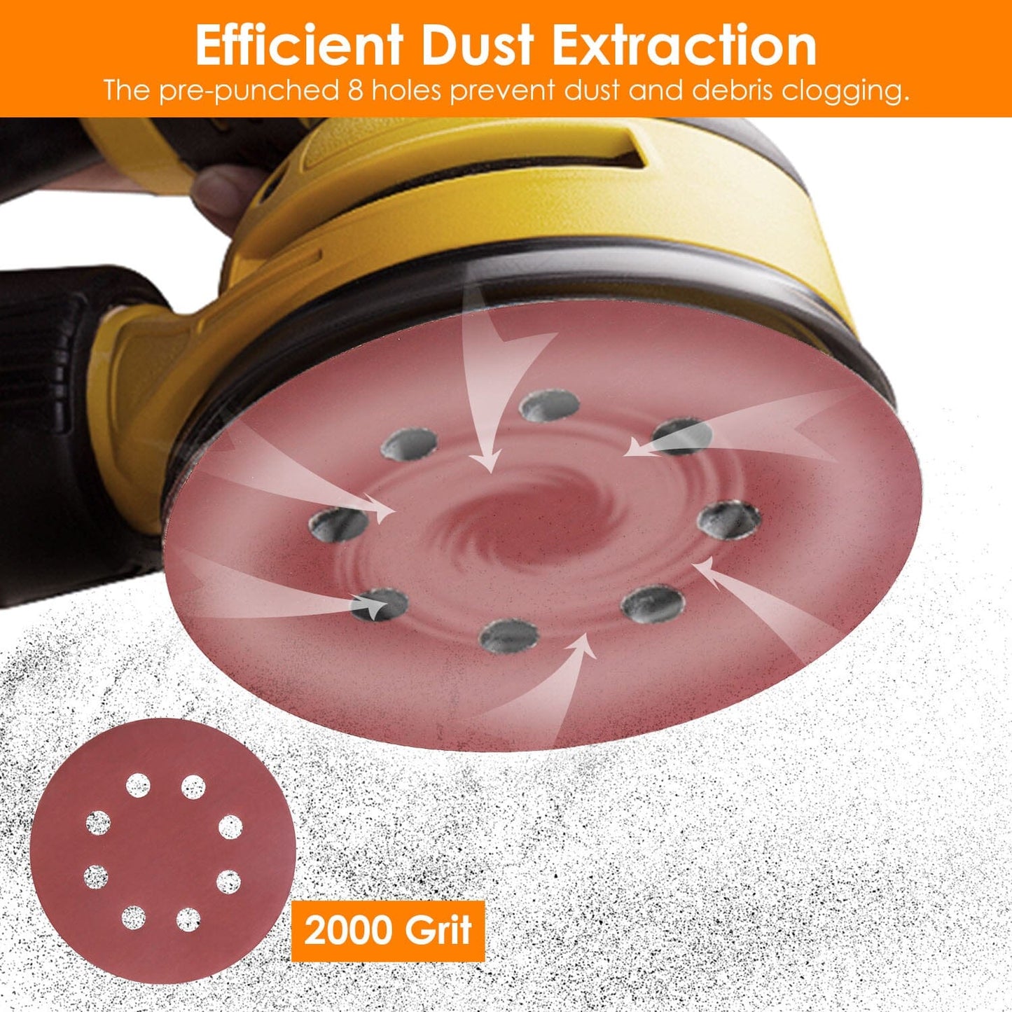 Skorter | 120-pack: 5-inch 8 hole round sandpaper