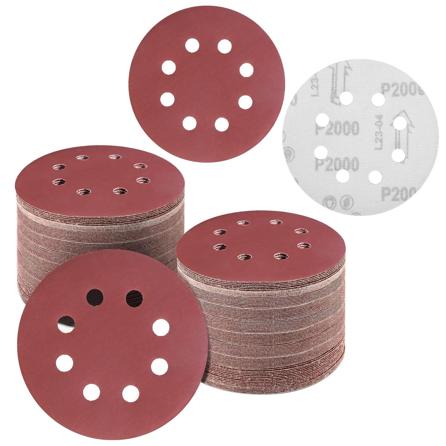 Skorter | 120-pack: 5-inch 8 hole round sandpaper
