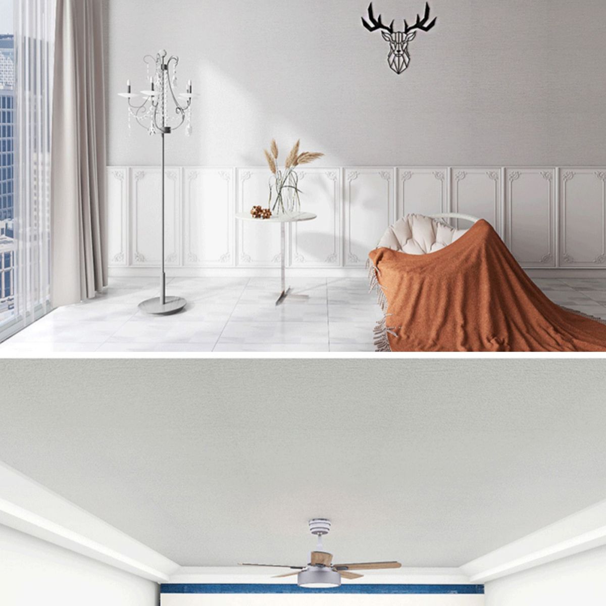 Skorter | Modern Pearl Wainscoting Flax Wall Access Panel Self-Adhesive Wall Panels