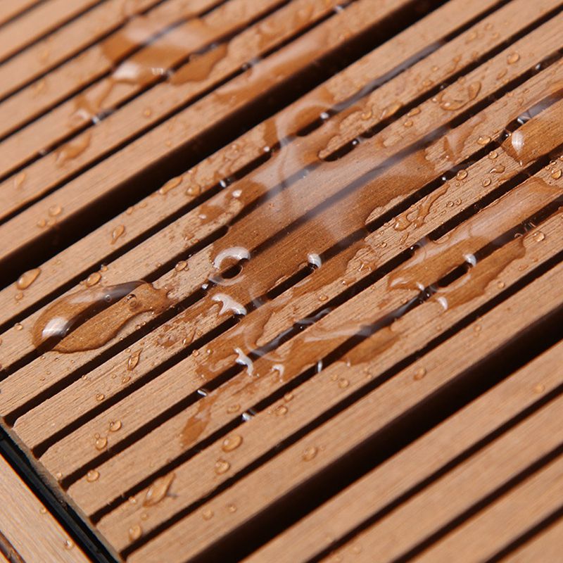 Skorter | 12" X 12" PVC 6-Slat Square Patio Tiles Snap Fit Installation Outdoor Floor Tiles
