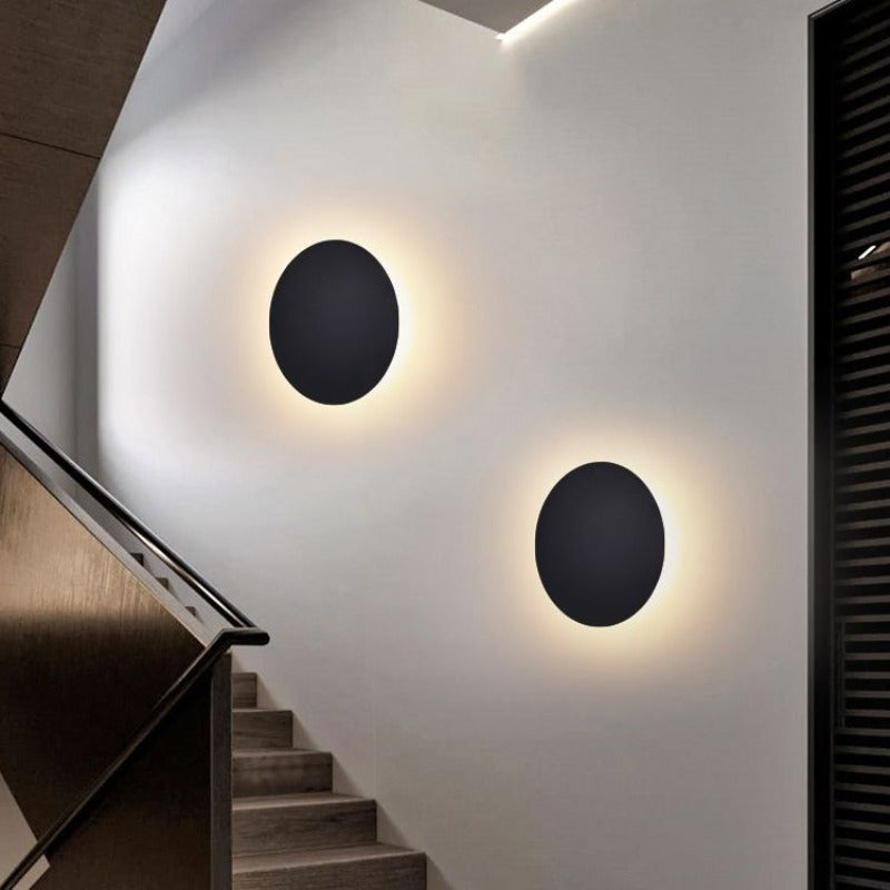 Skorter | Orr Modern Round Wall Lamp - Black/White/Gold, Metal, Living Room