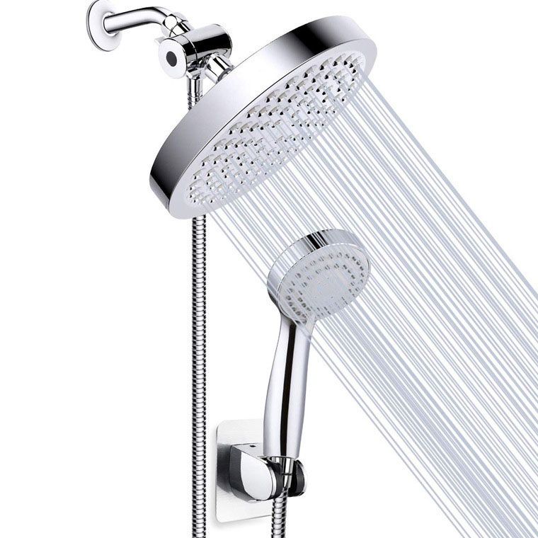Skorter | 4-Setting Silver Shower Set Concealed Wall Mount Holder Tee with Outlet