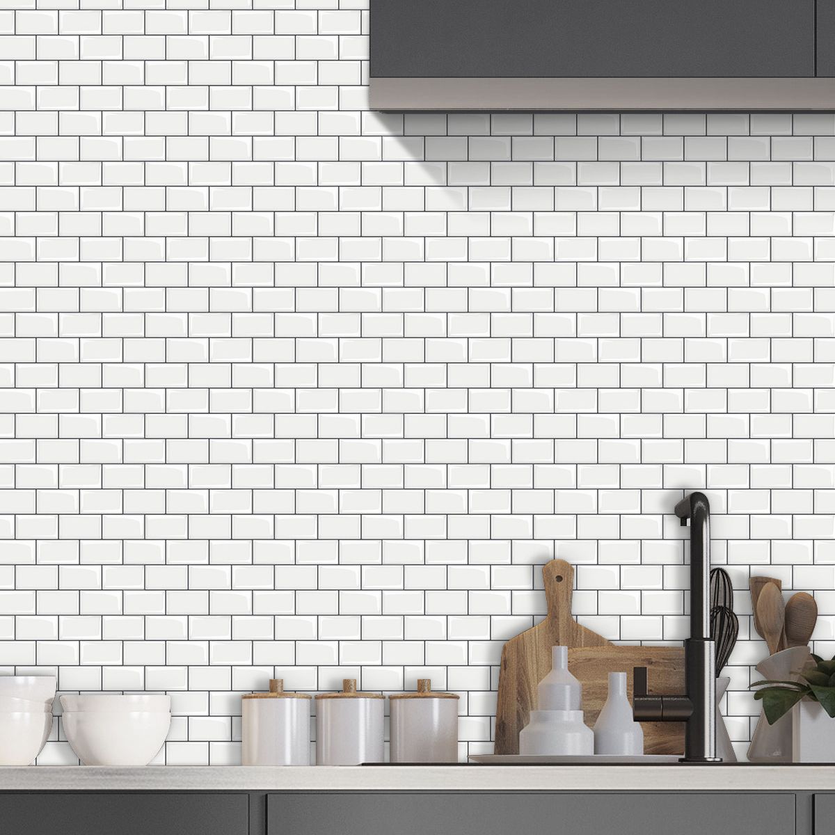 Skorter | 12"x 12" Resin Mosaic Tiles Square Self-Adhesive Tiles for Backsplash & Wall Tile