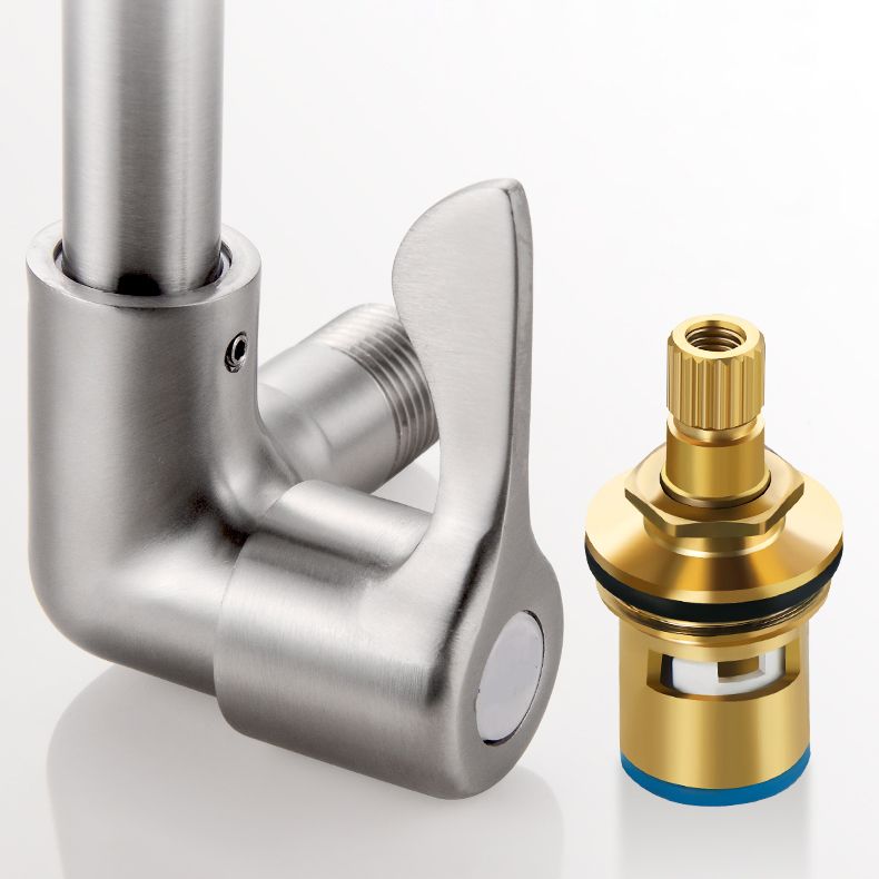 Skorter | Modern Bridge Faucet 304 Stainless Steel Knob Handle Swivel Spout Wall Mounted Faucet