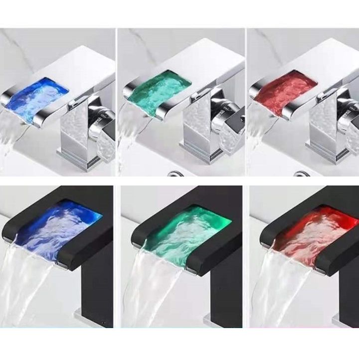Skorter | Single-Handle Basin Faucet 1-Hole Widely Used Bathroom Sink Faucet with LED Lighting
