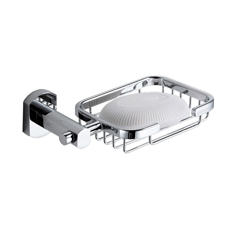 Skorter | Polished Chrome Modern Bathroom Accessory Set Silver Towel Holder/Bath Shelf