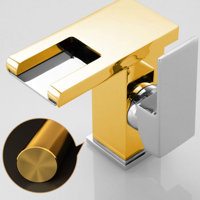 Skorter | Contemporary Square Vessel Faucet Waterfall Spout with LED Three-Color Illumination