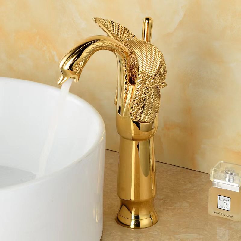 Skorter | Full brass bathroom sink faucet hot and cold water single lever sink faucet