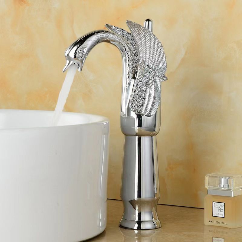 Skorter | Full brass bathroom sink faucet hot and cold water single lever sink faucet