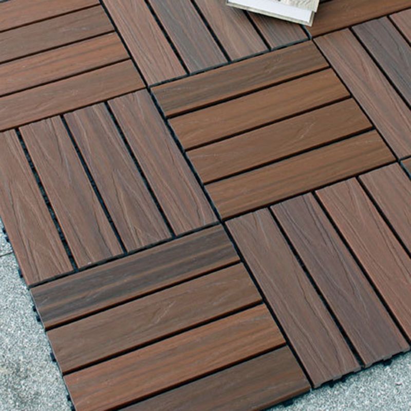 Skorter | 12" X 12" 4-Slat Square PVC Floor Tiles Snap-Fit Installation Floor Tiles