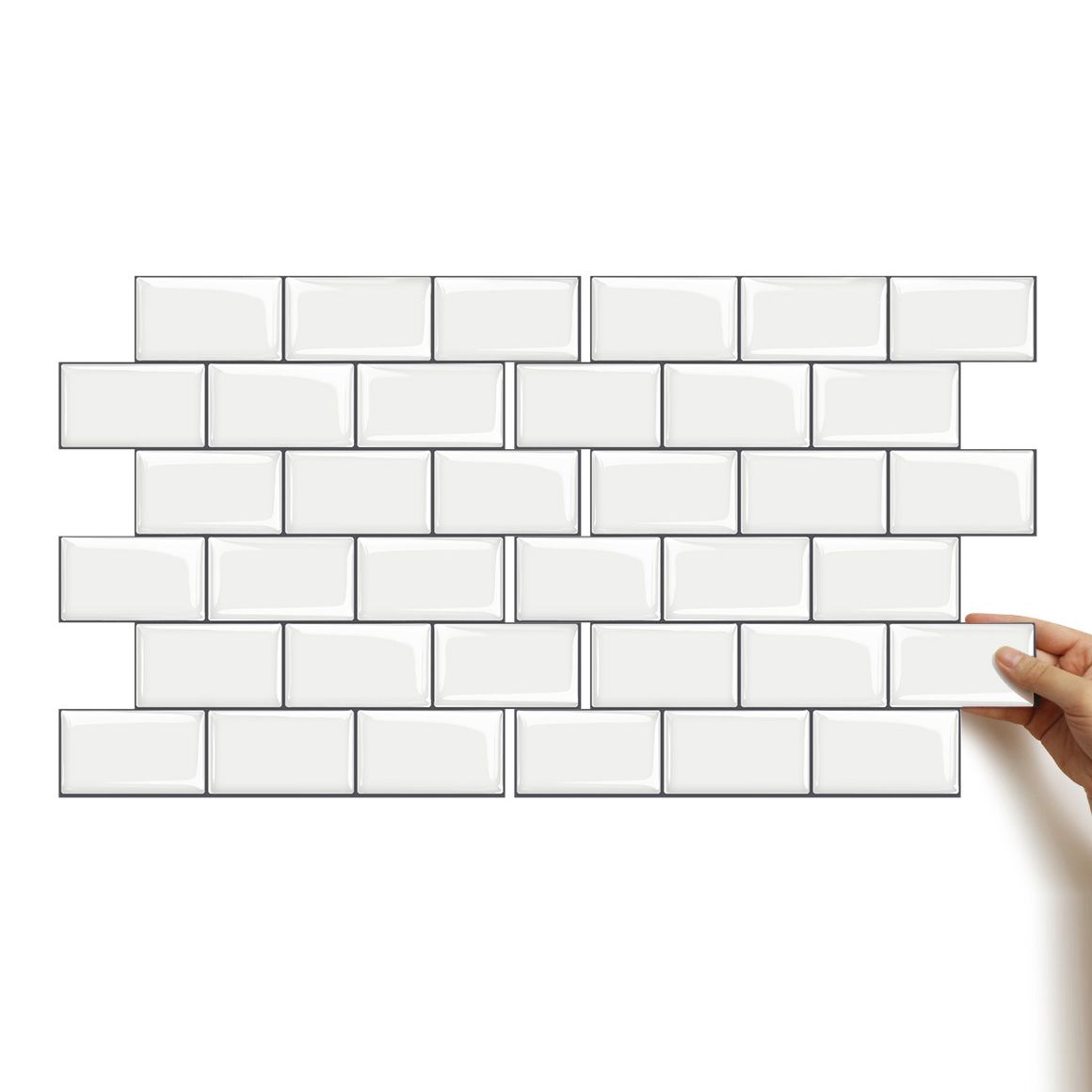 Skorter | 12"x 12" Resin Mosaic Tiles Square Self-adhesive Tiles for Backsplash & Wall Tile