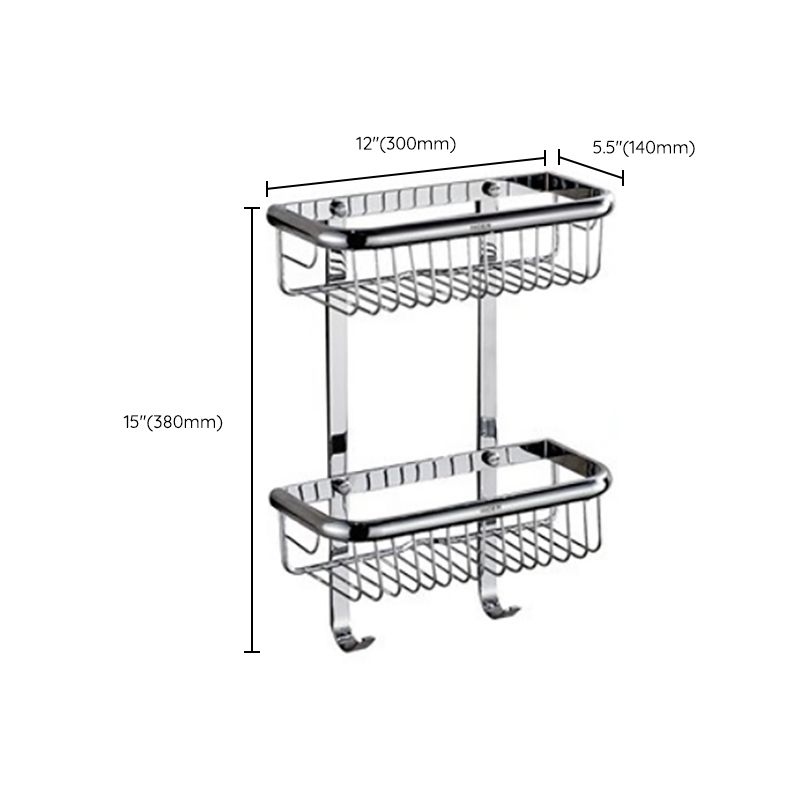 Skorter | Polished Chrome Modern Bathroom Accessory Set Silver Towel Holder/Bath Shelf