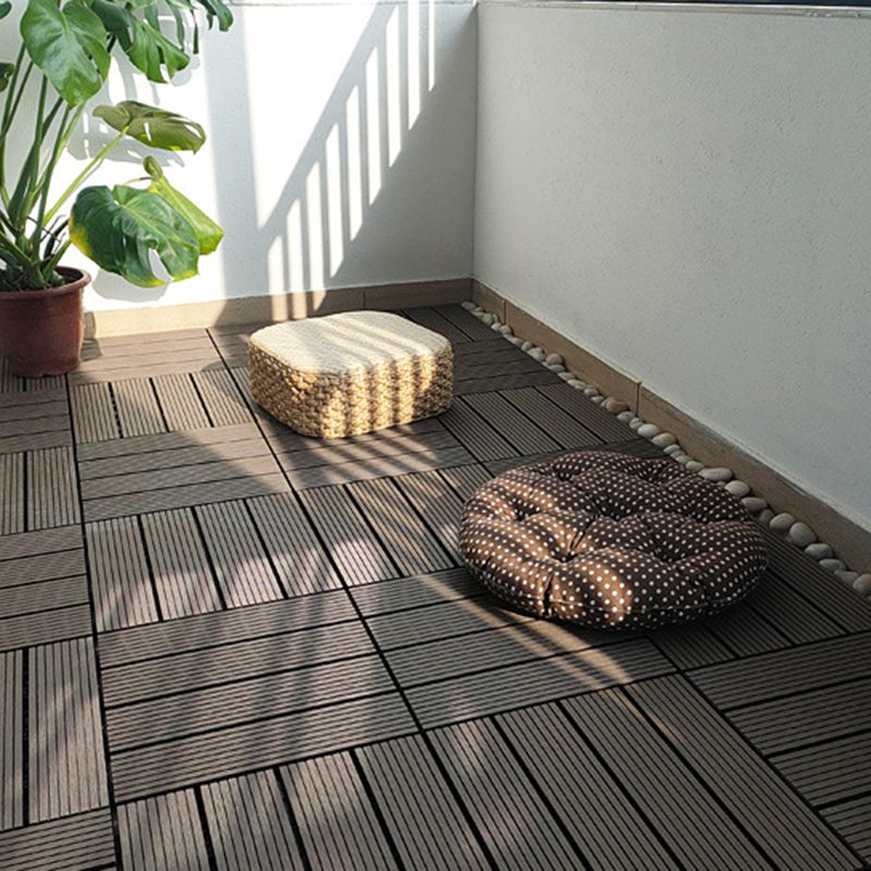Skorter | 12" X 12" 4-Slat Square Deck/Patio Floor Tiles Snap Installation Floor Plank Tiles
