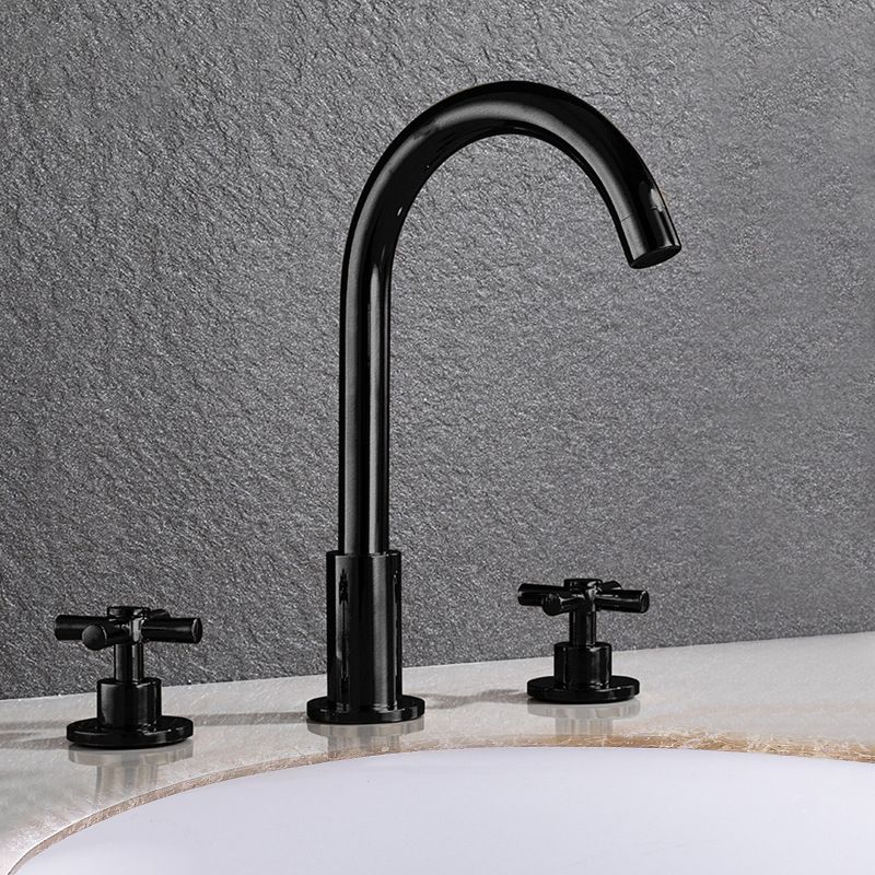 Skorter | Goose Neck Bathroom Sink Faucet 2 Handles Hot and Cold Water Sink Faucet with Drain