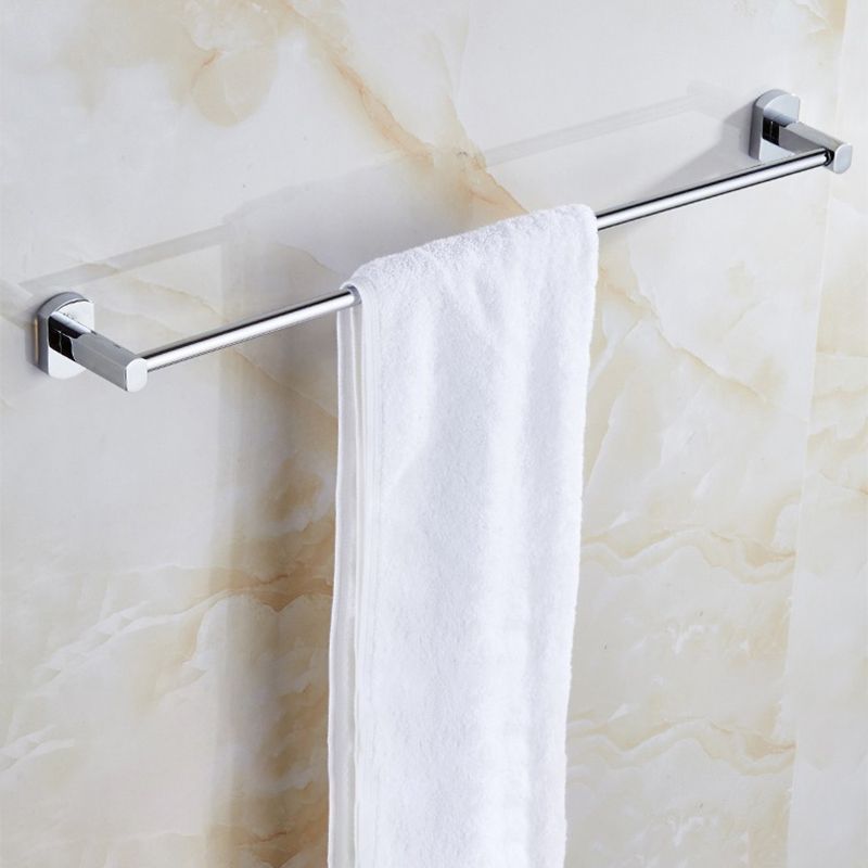 Skorter | Polished Chrome Modern Bathroom Accessory Set Silver Towel Holder/Bath Shelf