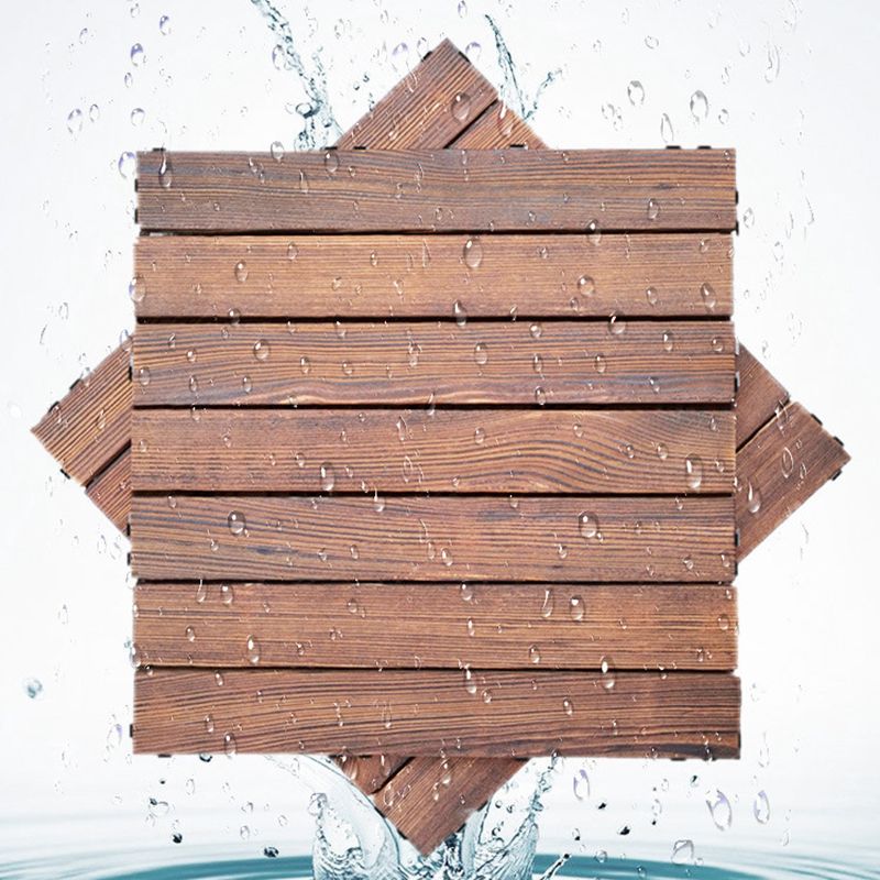 Skorter | 7-Slat Square Wooden Terrace Tiles Click Installation Outdoor Floor Tiles