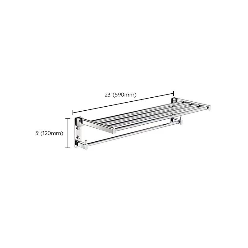 Skorter | Polished Chrome Modern Bathroom Accessory Set Silver Towel Holder/Bath Shelf