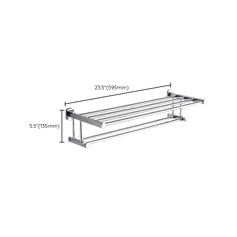 Skorter | Polished Chrome Modern Bathroom Accessory Set Silver Towel Holder/Bath Shelf