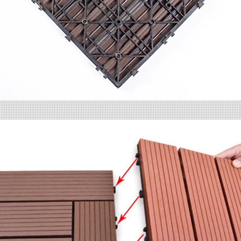 Skorter | 12" X 12" 4-Slat Square Deck/Patio Floor Tiles Snap Installation Floor Plank Tiles