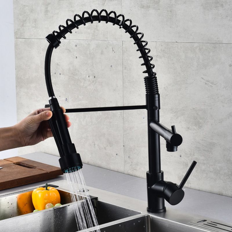 Skorter | Glam Basin faucet Brass lever fittings Spring neck three-way outlet Bathroom sink faucet