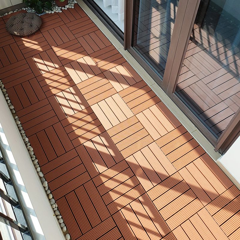 Skorter | 12" X 12" 4-Slat Square Deck/Patio Floor Tiles Snap Installation Floor Plank Tiles