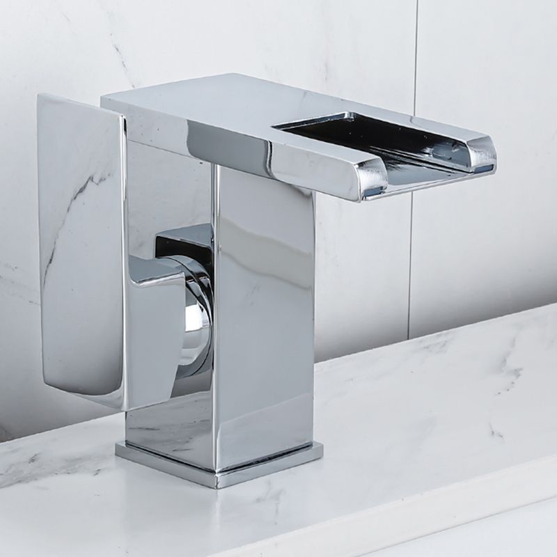 Skorter | Waterfall basin mixer tap square lever handle with LED three-color light