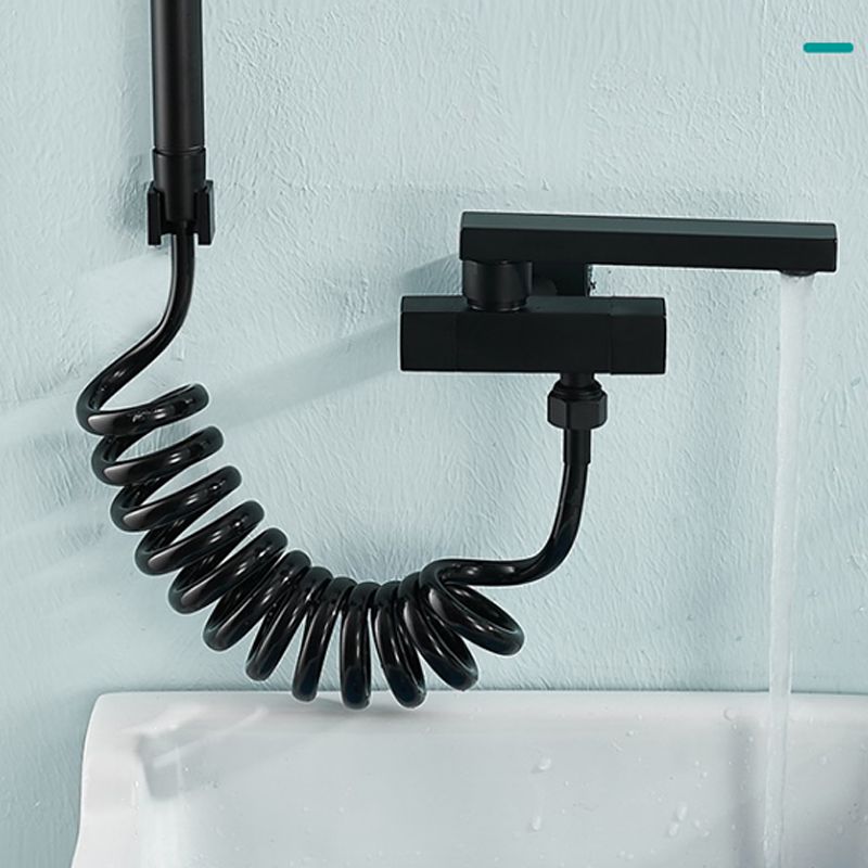 Skorter | Modern Bathtub Filler Wall Mount Hand Shower Swiveling Copper Bathtub Filler with Single Lever Handle