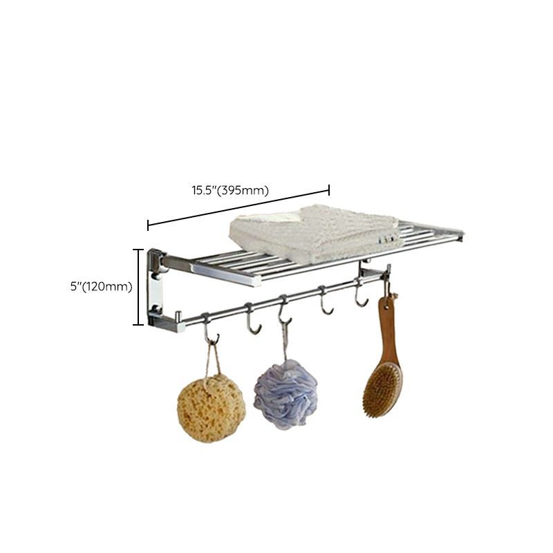 Skorter | Polished Chrome Modern Bathroom Accessory Set Silver Towel Holder/Bath Shelf