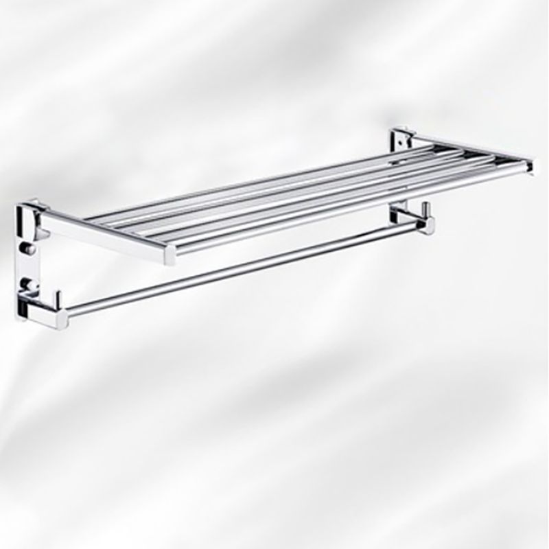 Skorter | Polished Chrome Modern Bathroom Accessory Set Silver Towel Holder/Bath Shelf