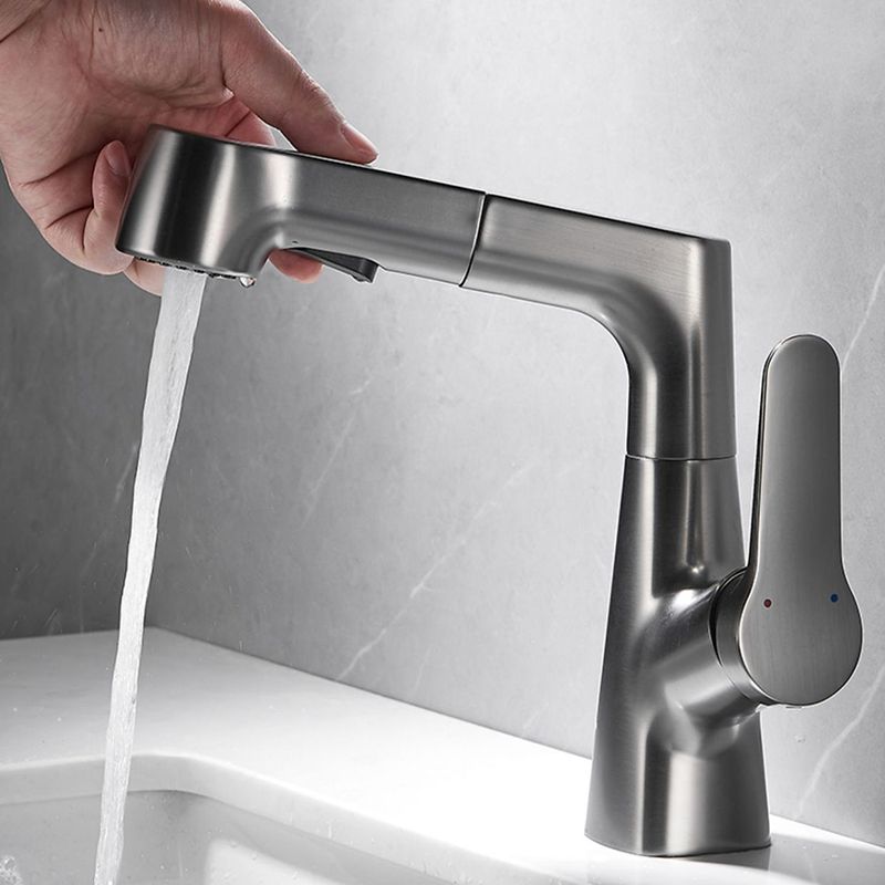 Skorter | 1-Handle Brush Nickel Widespread Faucet Single Hole Bathroom Vessel Faucet with Brass
