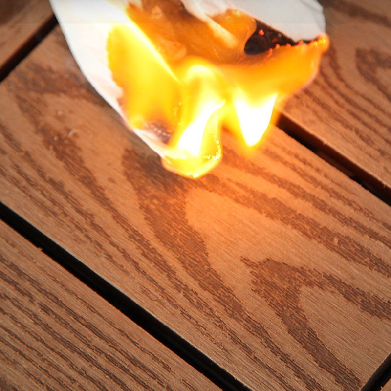 Skorter | 12" X 12" PVC 6-Slat Square Patio Tiles Snap Fit Installation Outdoor Floor Tiles