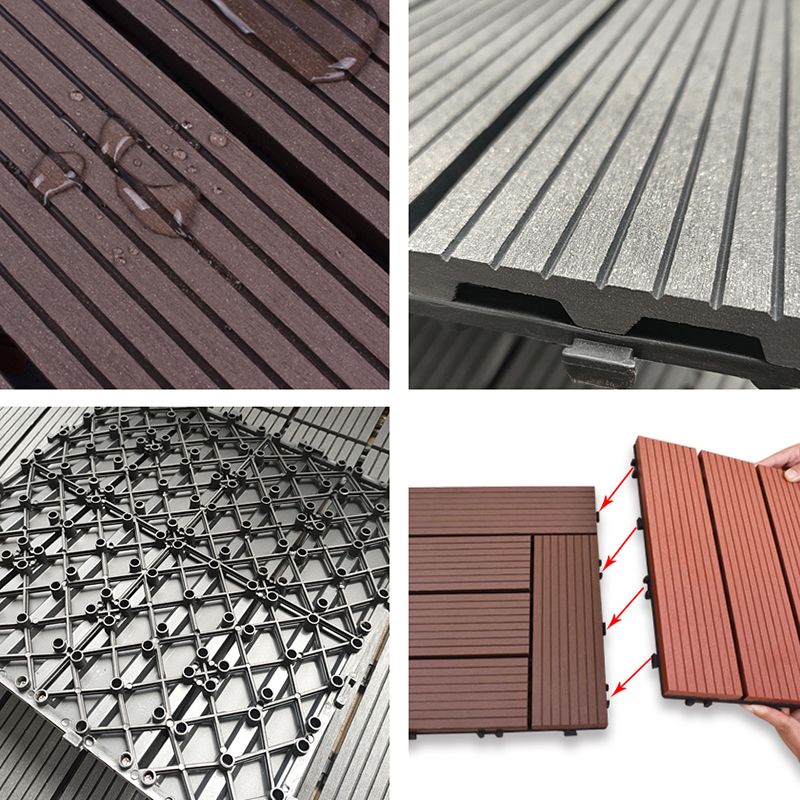 Skorter | 11 Pack 12" X 12" Square Deck/Patio Tiles Snap Fit for Outdoor Patio Tiles